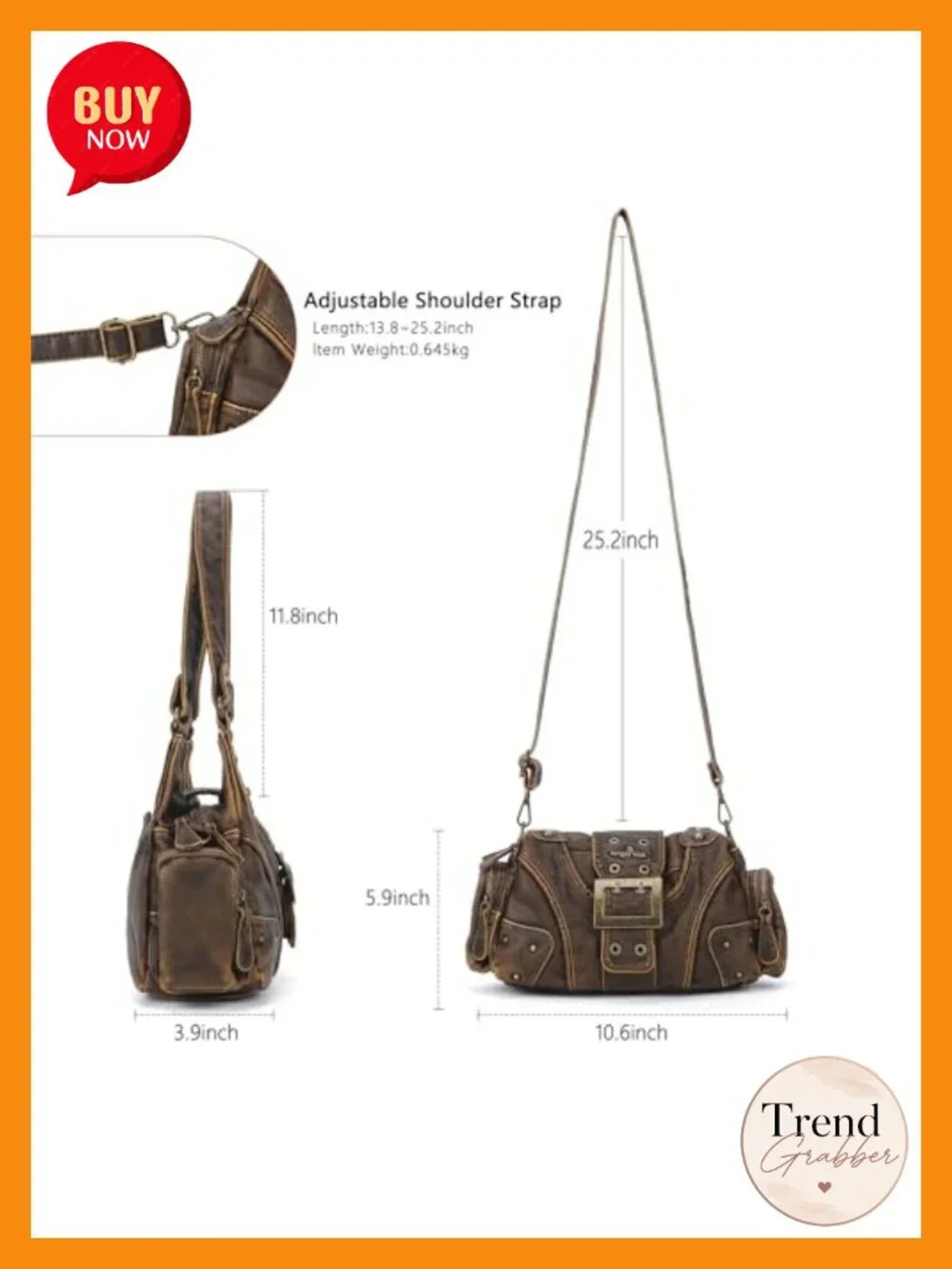 Vegan Leather Hobo Purses for Women Small Crossbody Handbag Multi-Pocket